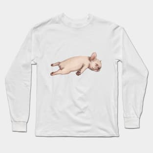 Puppy Frenchie sleeping Long Sleeve T-Shirt